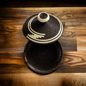 Hand Woven Basket  w/Lid